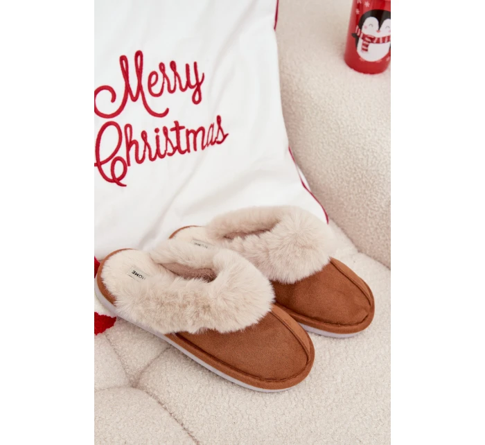 Dámské pantofle s kožíškem Camel Delissa