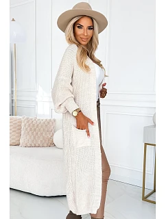 Sveter s vreckami 627-1 béžový - Numoco