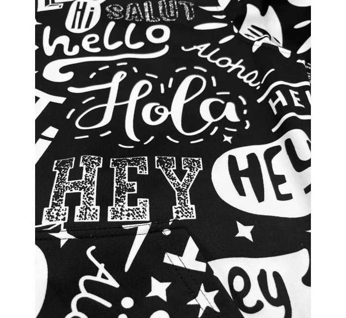 Čierna pánska "klokanie" mikina s potlačou (8B1150-1) Čierna pánska "klokanie" mikina s potlačou (8B1150-1)