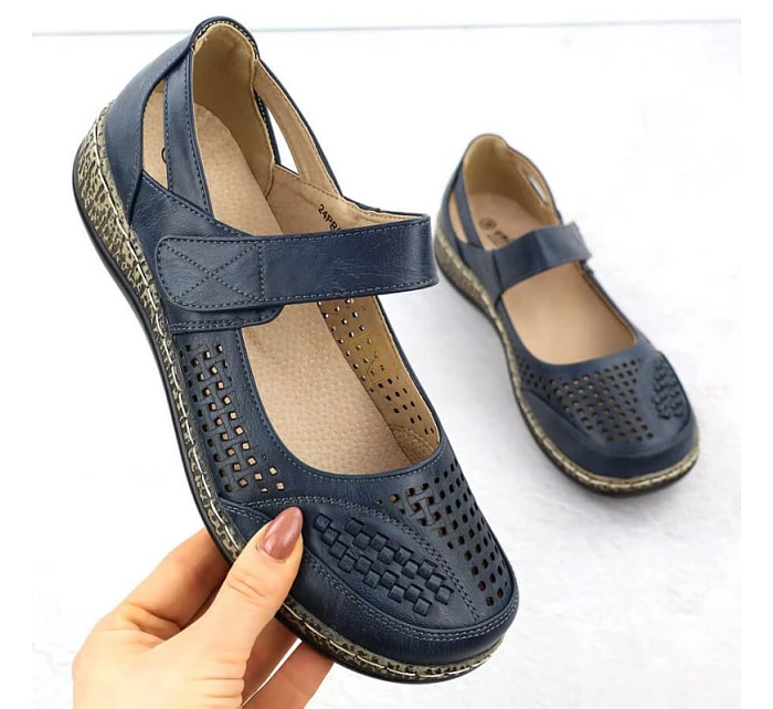 Dámská obuv na suchý zip tmavě modrá model 22073745 - Unisoft