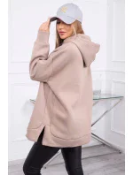 Zateplená mikina so zipsom na boku tmavo béžová Zateplená mikina so zipsom na boku tmavo béžová