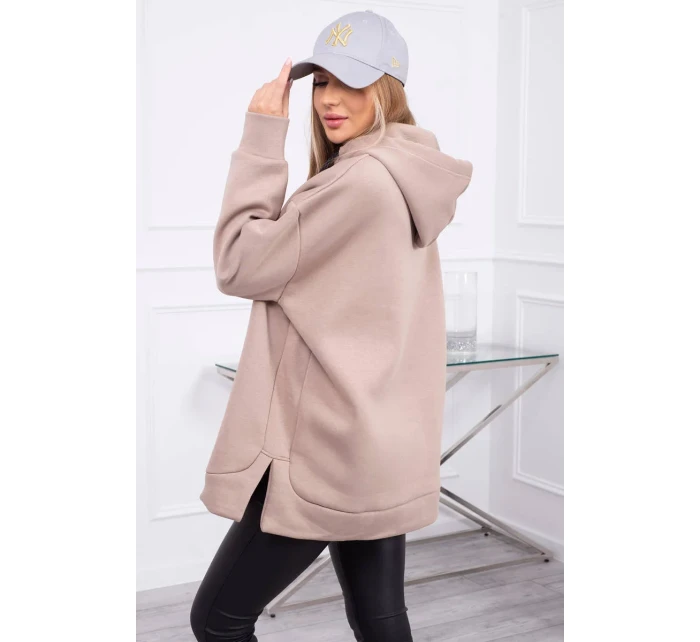 Zateplená mikina so zipsom na boku tmavo béžová Zateplená mikina so zipsom na boku tmavo béžová