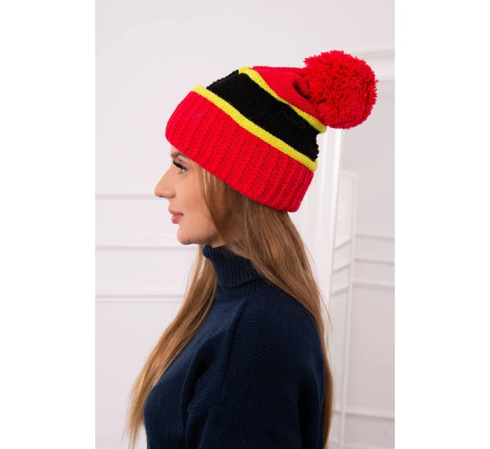 Dámska čiapka Kinga K297 červená+kiwi+čierna