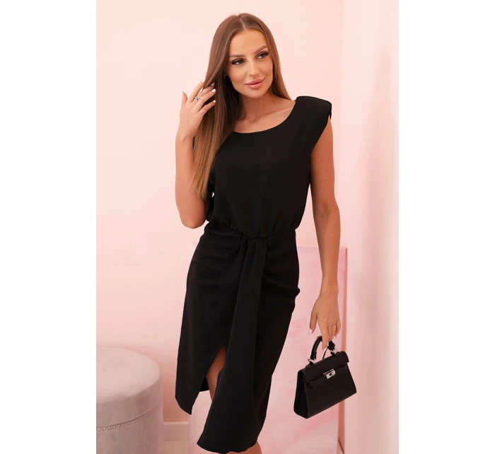 Dámske pruhované bavlnené šaty s véčkovým výstrihom a gombíkmi tmavomätové