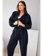 Dámská bavlněná souprava s model 22294798 mikinou a kalhotami modrý granátová - K-Fashion