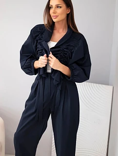 Dámská bavlněná souprava s model 22294798 mikinou a kalhotami modrý granátová - K-Fashion