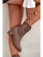 Dámské Kožené Kotníkové Boty Na Podpatku Hnědé model 21686933 - S.Barski