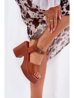 Dámské Sandály Na Podpatku A Platformě Z Eko Kůže Camel model 21687160 - Boto