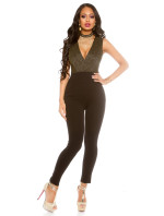 Sexy party-jumpsuit with glitter and v-neck