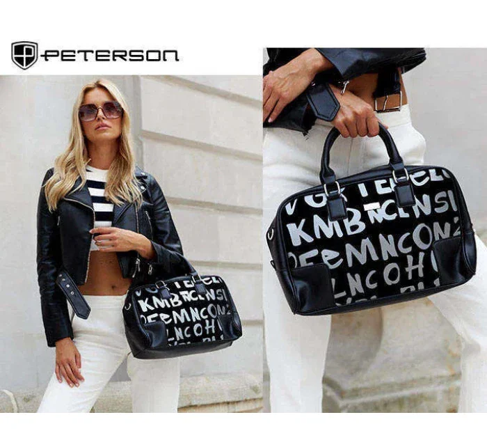 Dámská kabelka Šedá s potiskem model 18978790 - PETERSON Dámská kabelka Šedá s potiskem model 18978790 - PETERSON