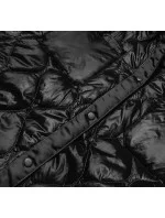 Černá prošívaná dámská oversize bunda s kapucí model 20471205 - Ann Gissy Černá prošívaná dámská oversize bunda s kapucí model 20471205 - Ann Gissy