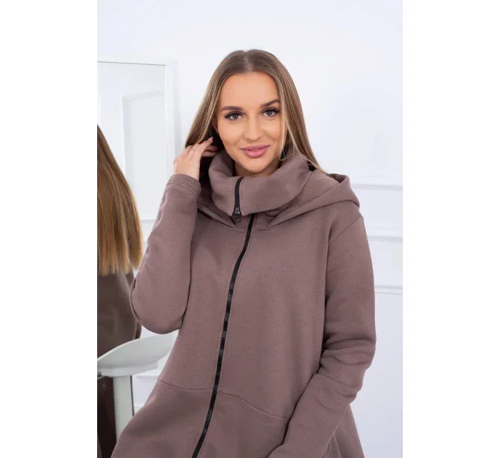 Zateplené šaty s dlhšími stranami mocca Zateplené šaty s dlhšími stranami mocca