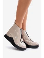 Lakované Boty Na Zateplené D&A Béžové model 21671901 - S.Barski