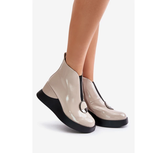 Lakované Boty Na Zateplené D&A Béžové model 21671901 - S.Barski