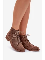 Niskie Botki Z Ażurowym Wzorem S.Barski HY51-185 Brązowe