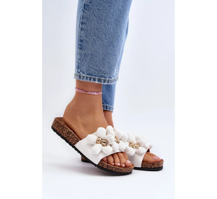 Dámské pantofle s ozdobami, bílá Bunlia Dámské pantofle s ozdobami, bílá Bunlia