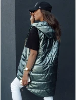Dámská prošívaná dlouhá vesta s kapucí zelená Dstreet model 21979332 - FashionStreet