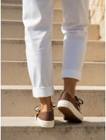 Dámske tenisky s ozdobnými korálkami cappuccino FashionStreet ZY1404