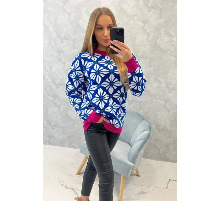 Swinger s geometrickým motívom nevädze modrá