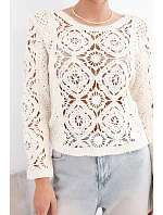 Dámský letní krajkový svetr s knoflíky a dlouhým rukávem černý Dámský letní krajkový svetr s knoflíky a dlouhým rukávem černý