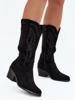 Kozačky Kovbojky Dámské Na Podpatku Černé model 21708531 - VINCEZA