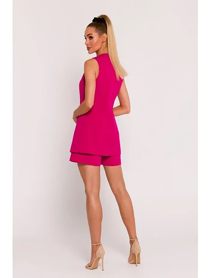 model 19660621 Sako bez rukávů s jedním knoflíkem fuchsiová - Moe