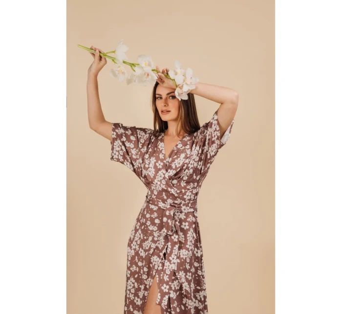 S405 Zavinovacie maxi šaty s potlačou - model 2