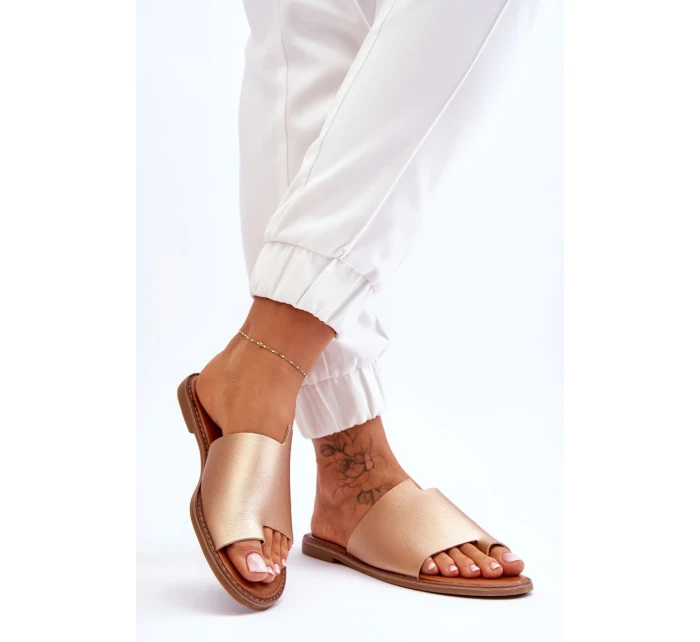 Dámske kožené žabky zlaté Amite Dámske kožené žabky zlaté Amite