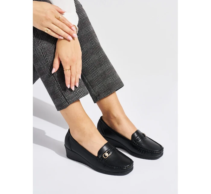 Trendy dámské mokasíny černé na klínku Trendy dámské mokasíny černé na klínku