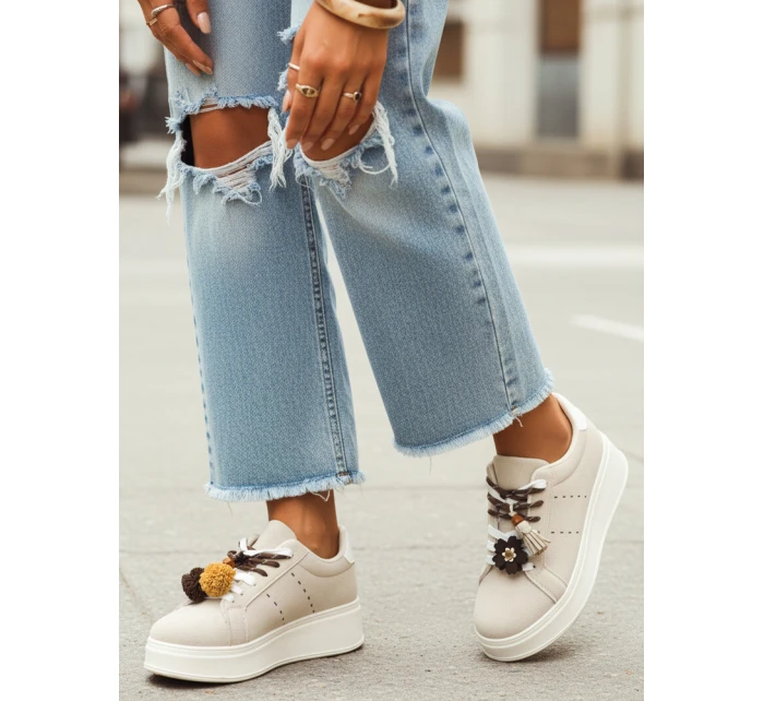 Dámske tenisky na platforme light beige FashionStreet ZY1420