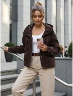 Dámska prechodná bunda s kapucňou a vreckami hnedá FashionStreet TY5637