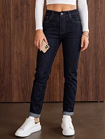 Džíny dámské mom fit s vysokým pasem tmavě modré FashionStreet UY3267