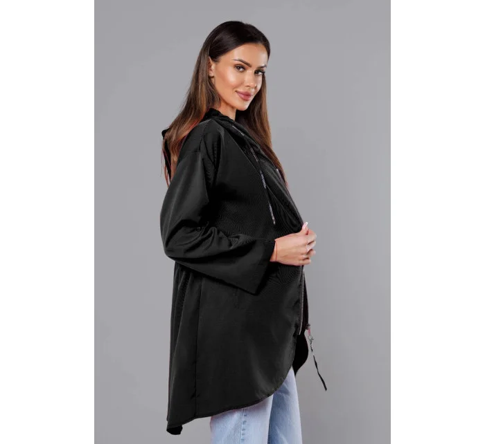 Tenký černý asymetrický dámský přehoz přes oblečení model 18001553 - S'WEST