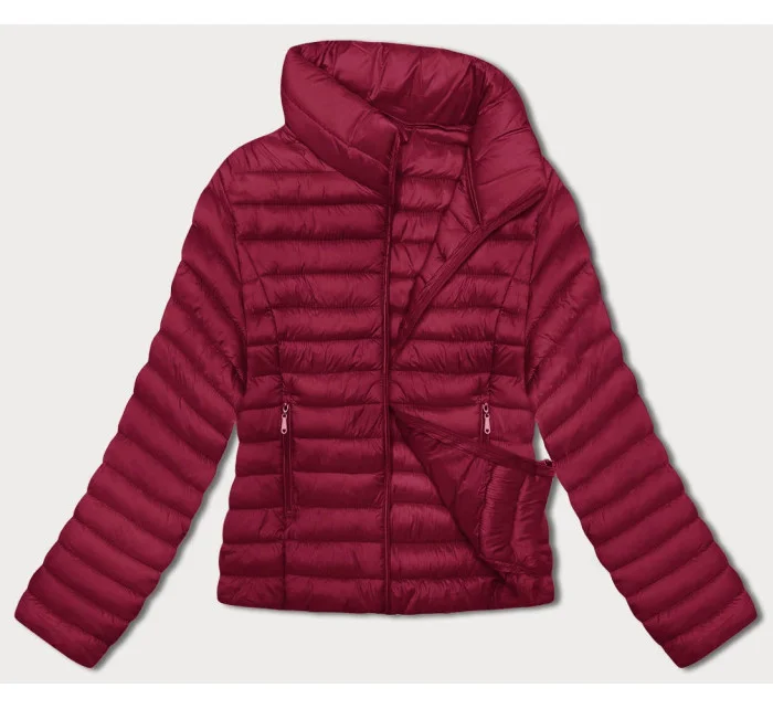 Prošívaná dámská bunda ve vínové bordó barvě se stojáčkem model 20973818 - J.STYLE