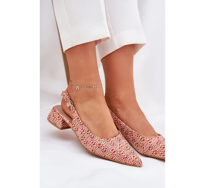 Plecione Sandały Damskie Na Delikatnym Obcasie Multikolor Jorela Plecione Sandały Damskie Na Delikatnym Obcasie Multikolor Jorela