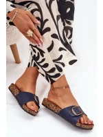 Klapki Damskie Na Korkowej Platformie Z Klamrą Granatowe Vianara Klapki Damskie Na Korkowej Platformie Z Klamrą Granatowe Vianara