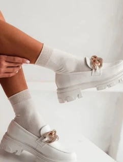 Dámske bavlnené ponožky s lurexovým lemovaním Ecru