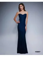 Dámske spoločenské šaty šoky soka s perličkami a čipkou dlhé tmavo modré - Tmavo modrá / XL - šoky & soka