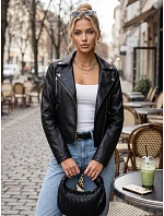 Dámska kožená bunda v štýle Ramones, čierna, FashionStreet TY5723 Dámska kožená bunda v štýle Ramones, čierna, FashionStreet TY5723