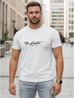 Tshirt męski bawełniany z nadrukiem The Boston biały model 22305537 - FashionStreet