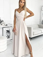 299-6 CHIARA elegantné maxi dlhé šaty bez ramienok - BEACH