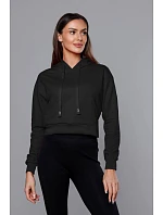 Krátká černá tepláková mikina s kapucí model 18378818 - J.STYLE Krátká černá tepláková mikina s kapucí model 18378818 - J.STYLE
