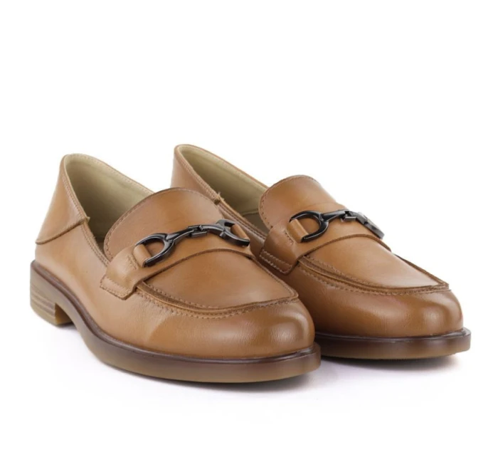 Dámske kožené mokasíny camel Vinceza 18117