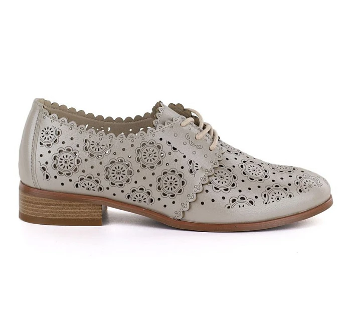 Dámske ažurové topánky oxford zlaté Potocki 12778 Dámske ažurové topánky oxford zlaté Potocki 12778