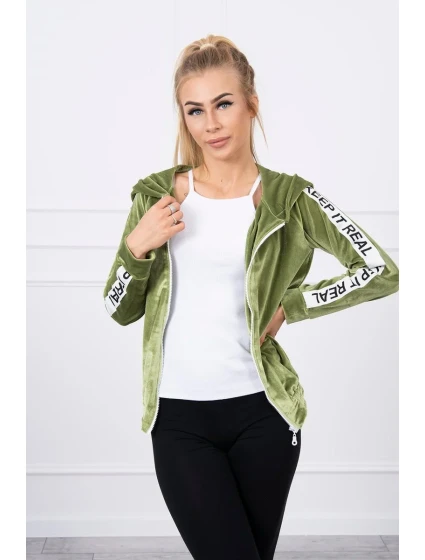 Velurová mikina s kapucí zelená Velurová mikina s kapucí zelená