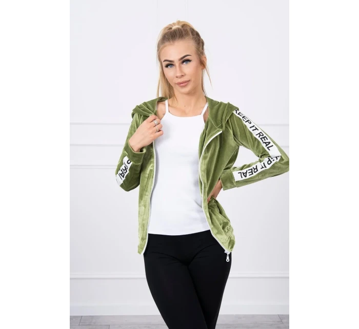 Velurová mikina s kapucí zelená Velurová mikina s kapucí zelená