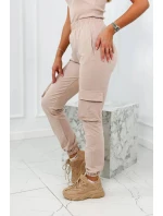 Set 3 v 1 mikina + top + kalhoty světle béžová