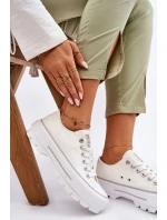 Materiałowe Trampki Na Platformie Big Star LL274150 Białe Materiałowe Trampki Na Platformie Big Star LL274150 Białe