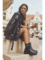 Dámské kotníkové boty se zlatým detailem zateplené černé model 21710118 - Boto Dámské kotníkové boty se zlatým detailem zateplené černé model 21710118 - Boto