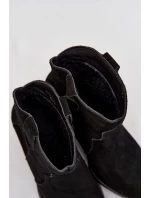 Nazouvací dámské kozačky z přírodního semiše černé model 21713735 - Boto